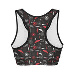 Fishing Theme Pattern Print Women's Sports Bra