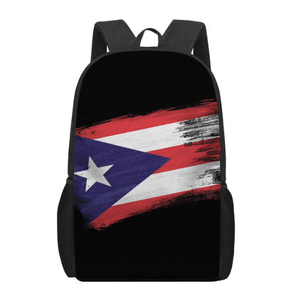 Flag Of Puerto Rico Print 17 Inch Backpack