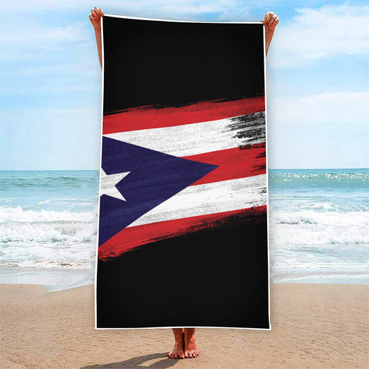 Flag Of Puerto Rico Print Beach Towel