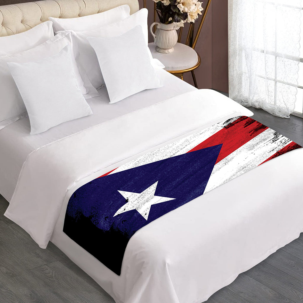 Flag Of Puerto Rico Print Bed Runner