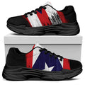 Flag Of Puerto Rico Print Black Chunky Shoes