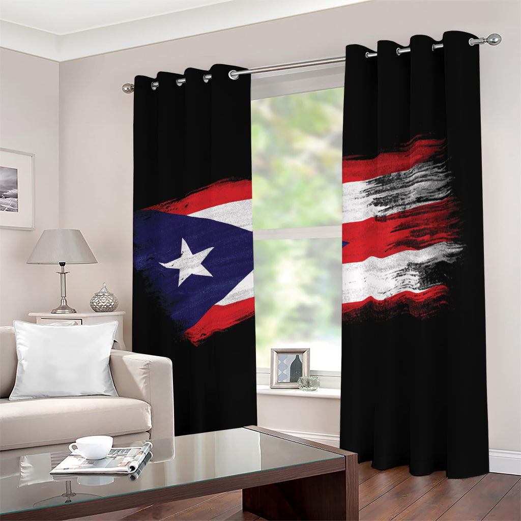Flag Of Puerto Rico Print Blackout Grommet Curtains