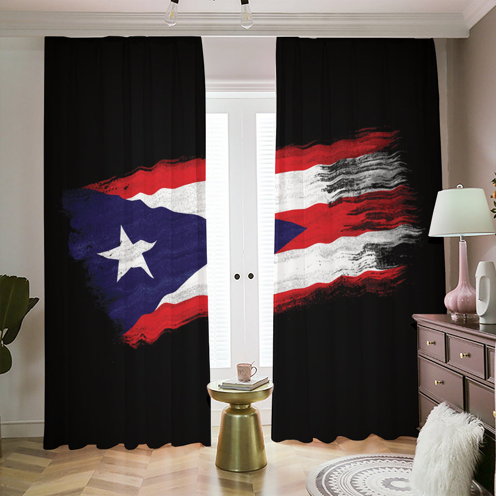 Flag Of Puerto Rico Print Blackout Pencil Pleat Curtains