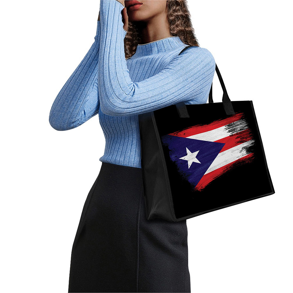 Flag Of Puerto Rico Print Canvas Tote Bag