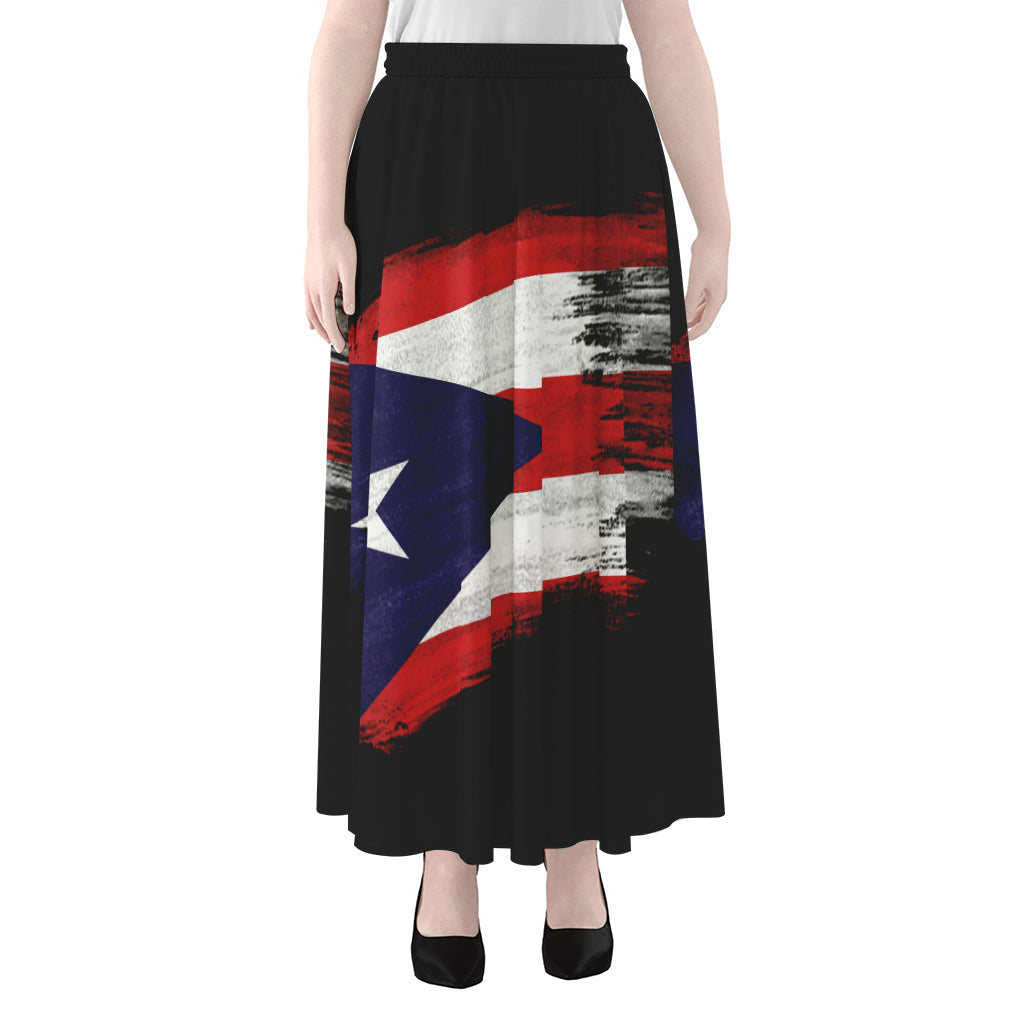 Flag Of Puerto Rico Print Chiffon Maxi Skirt