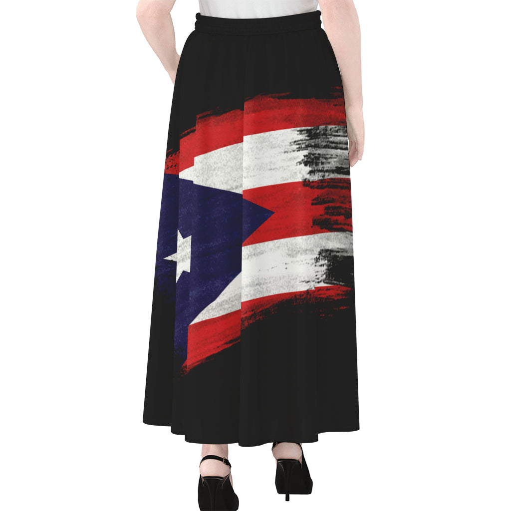 Flag Of Puerto Rico Print Chiffon Maxi Skirt