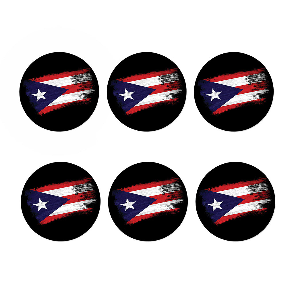 Flag Of Puerto Rico Print Coaster Set