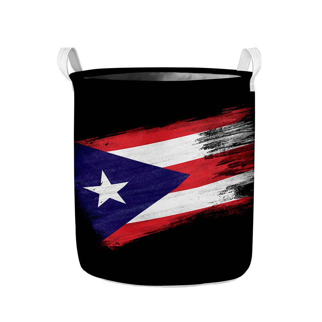 Flag Of Puerto Rico Print Collapsible Laundry Basket