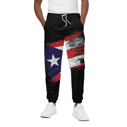 Flag Of Puerto Rico Print Cotton Pants