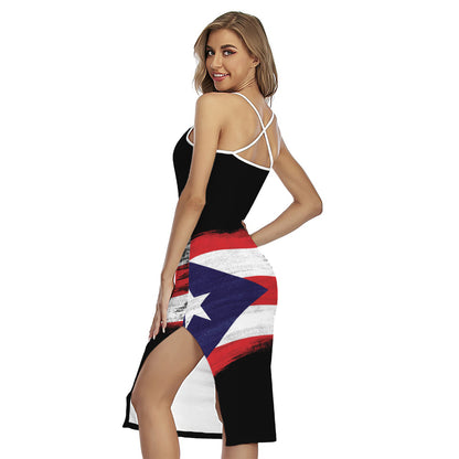 Flag Of Puerto Rico Print Cross Back Cami Dress