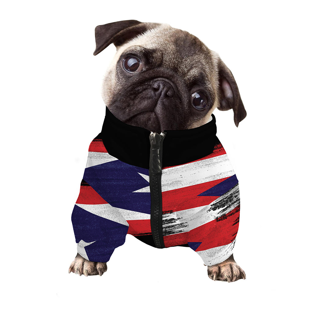 Flag Of Puerto Rico Print Dog Zip Up Jacket