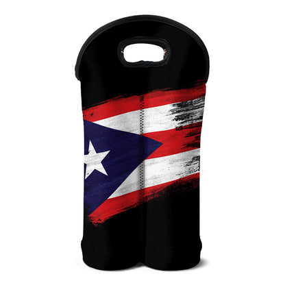 Flag Of Puerto Rico Print Double Neoprene Wine Tote