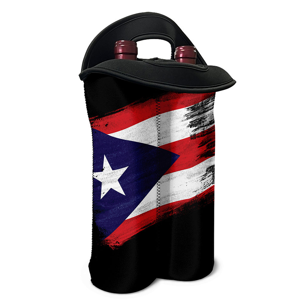 Flag Of Puerto Rico Print Double Neoprene Wine Tote