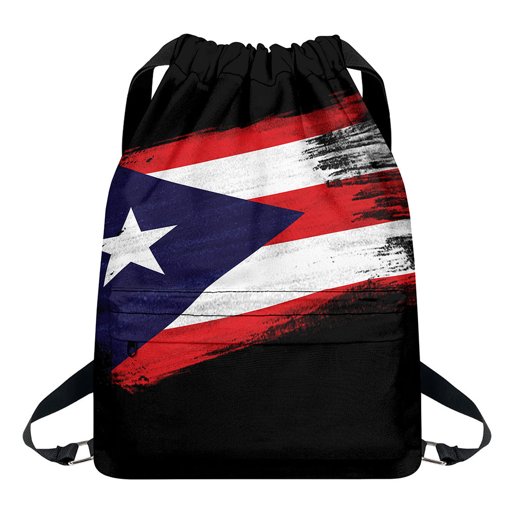 Flag Of Puerto Rico Print Drawstring Backpack