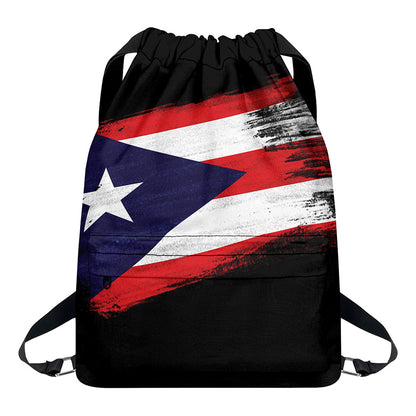 Flag Of Puerto Rico Print Drawstring Backpack