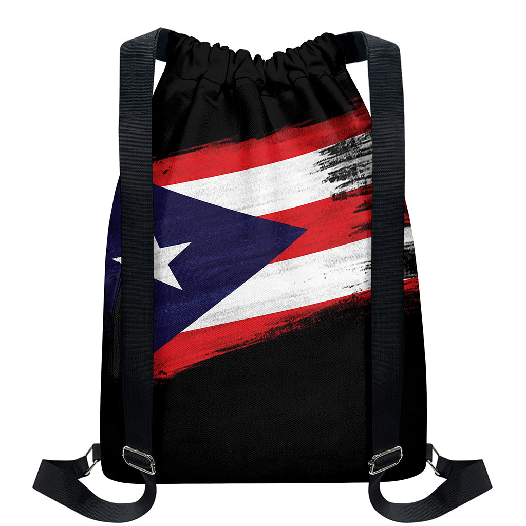 Flag Of Puerto Rico Print Drawstring Backpack