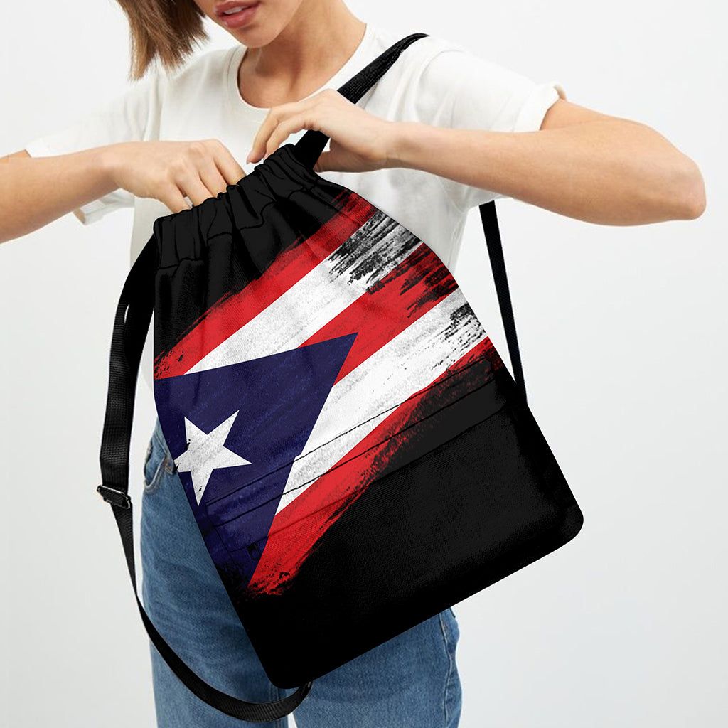 Flag Of Puerto Rico Print Drawstring Backpack