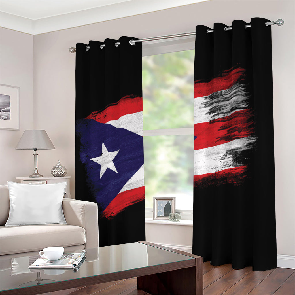 Flag Of Puerto Rico Print Extra Wide Grommet Curtains