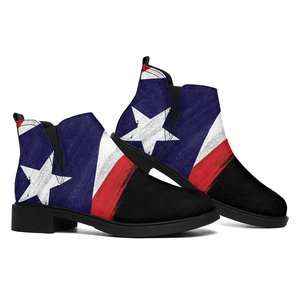 Flag Of Puerto Rico Print Flat Ankle Boots