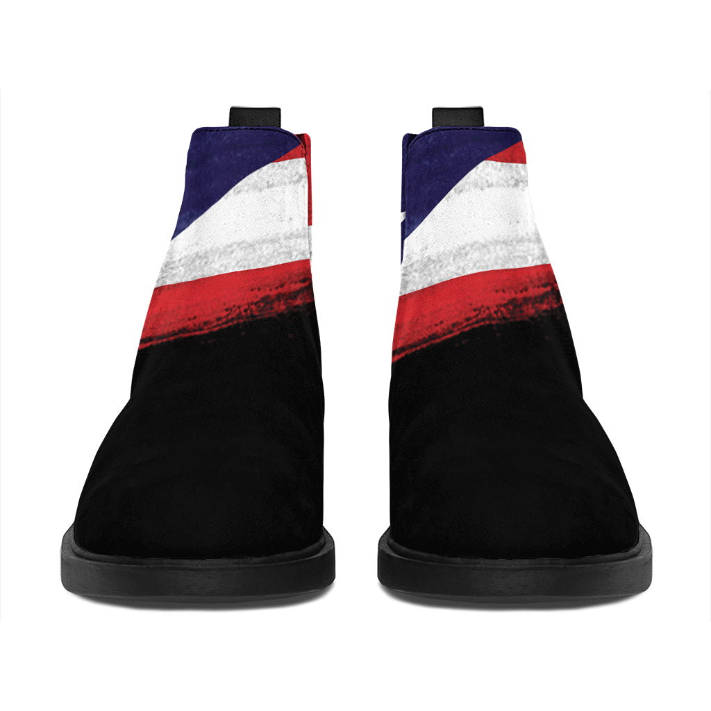 Flag Of Puerto Rico Print Flat Ankle Boots