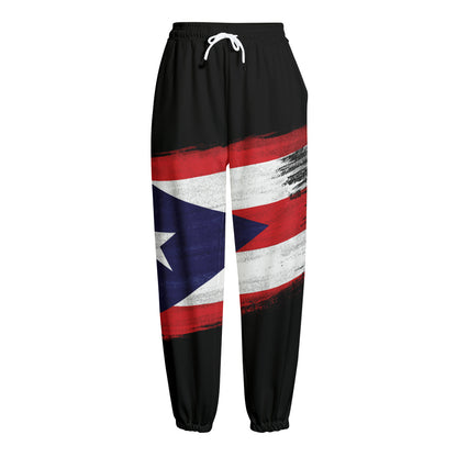 Flag Of Puerto Rico Print Fleece Lined Knit Pants