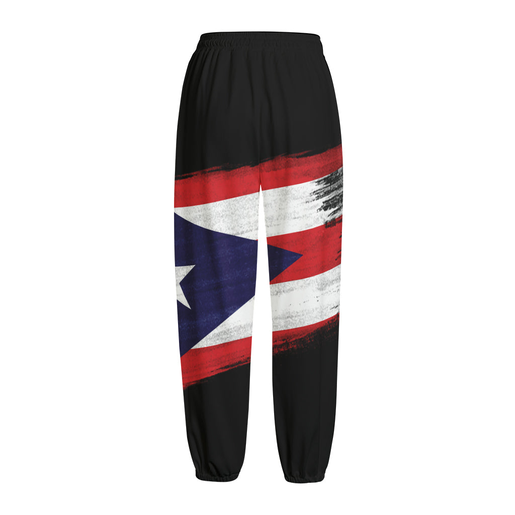 Flag Of Puerto Rico Print Fleece Lined Knit Pants