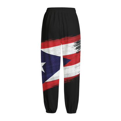 Flag Of Puerto Rico Print Fleece Lined Knit Pants