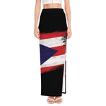 Flag Of Puerto Rico Print High Slit Maxi Skirt