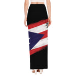 Flag Of Puerto Rico Print High Slit Maxi Skirt