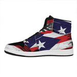 Flag Of Puerto Rico Print High Top Leather Sneakers