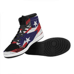 Flag Of Puerto Rico Print High Top Leather Sneakers