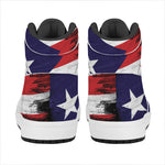 Flag Of Puerto Rico Print High Top Leather Sneakers