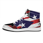Flag Of Puerto Rico Print High Top Leather Sneakers