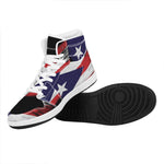 Flag Of Puerto Rico Print High Top Leather Sneakers