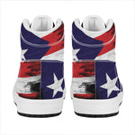 Flag Of Puerto Rico Print High Top Leather Sneakers