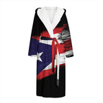 Flag Of Puerto Rico Print Hooded Bathrobe