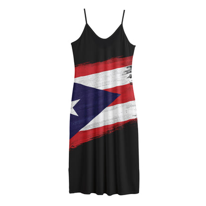 Flag Of Puerto Rico Print Jersey Midi Cami Dress