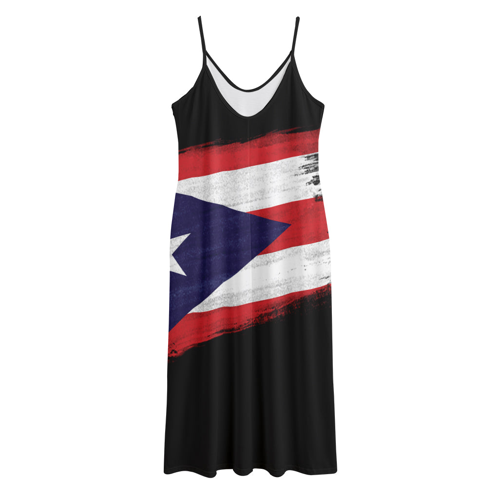 Flag Of Puerto Rico Print Jersey Midi Cami Dress