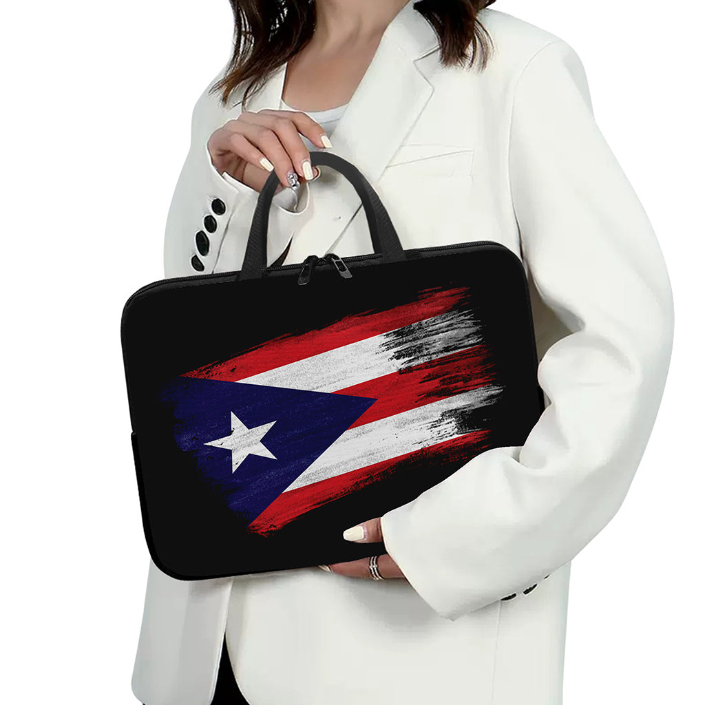 Flag Of Puerto Rico Print Laptop Sleeve With Handle