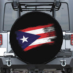Flag Of Puerto Rico Print Leather Spare Tire Cover