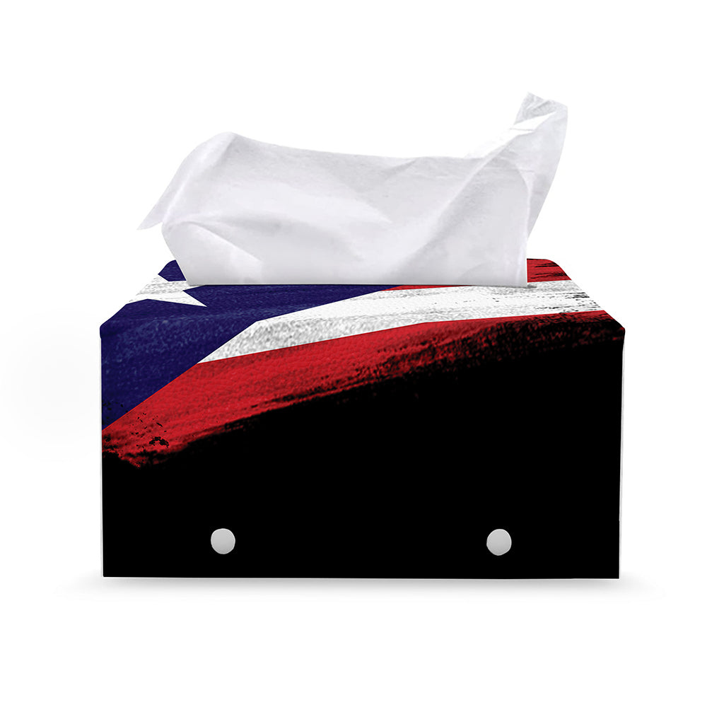 Flag Of Puerto Rico Print Leather Tissue Box Cover