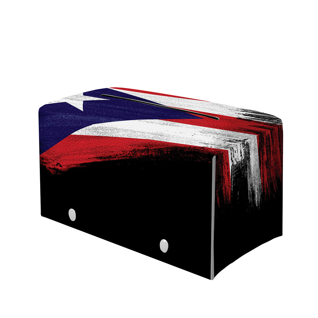 Flag Of Puerto Rico Print Leather Tissue Box Cover