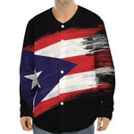 Flag Of Puerto Rico Print Long Sleeve Baseball Jersey