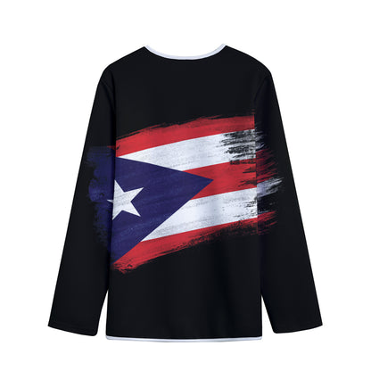 Flag Of Puerto Rico Print Long Sleeve Short Coat