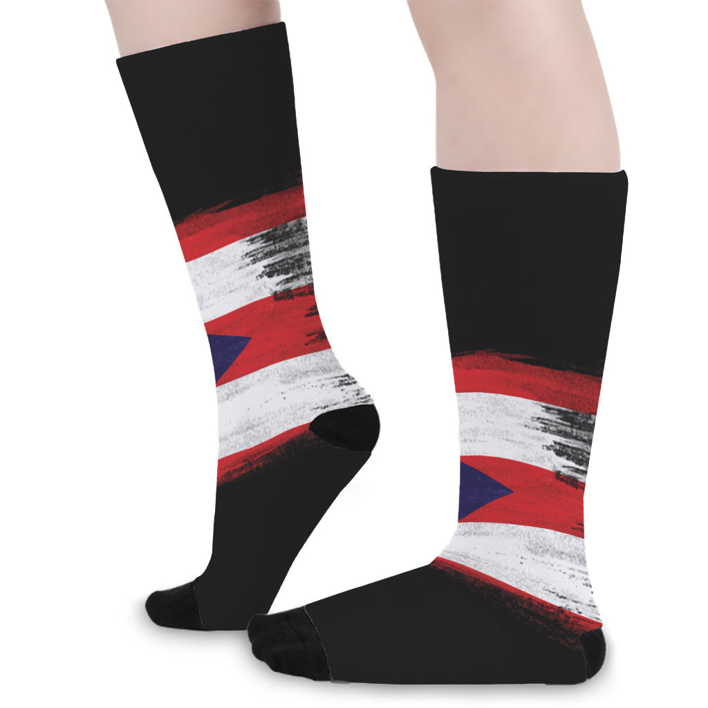 Flag Of Puerto Rico Print Long Socks