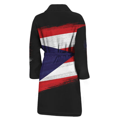 Flag Of Puerto Rico Print Men's Bathrobe