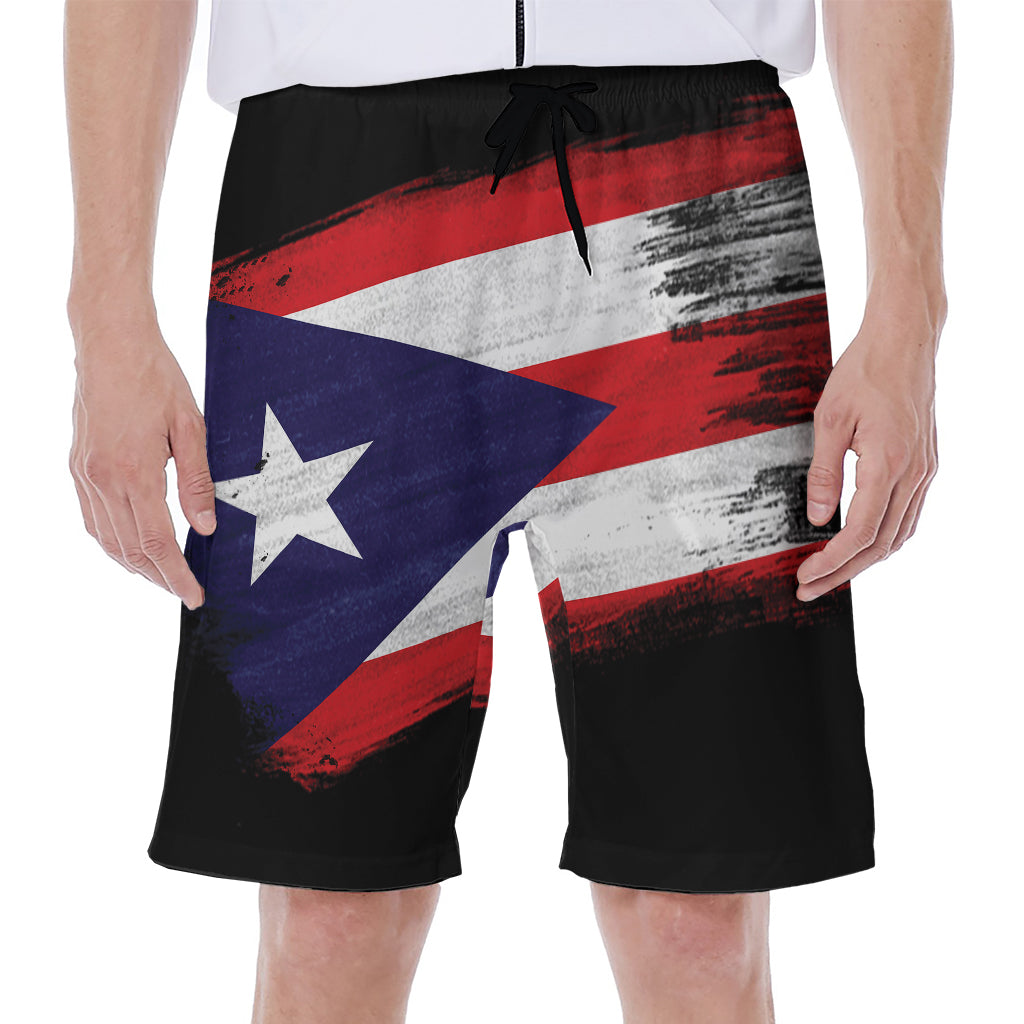 Flag Of Puerto Rico Print Men's Beach Shorts