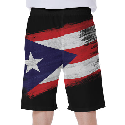 Flag Of Puerto Rico Print Men's Beach Shorts