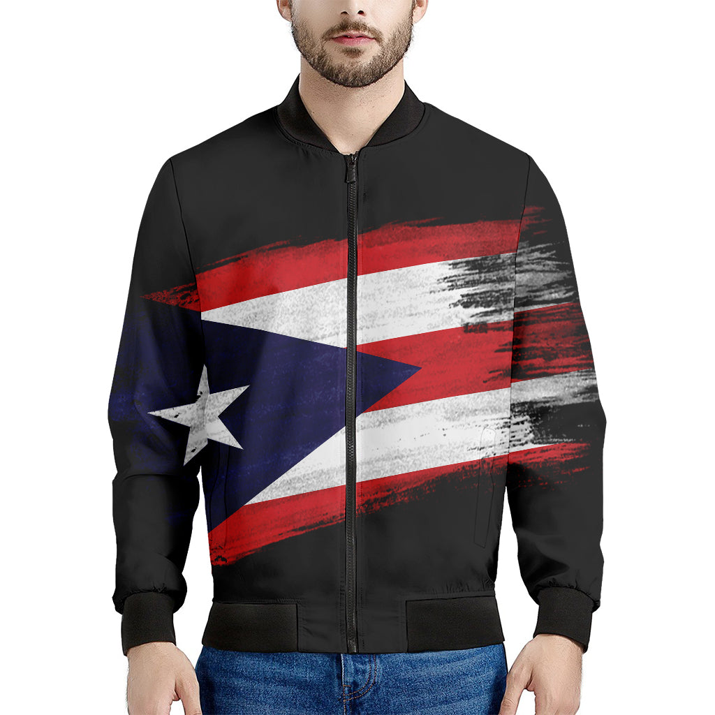 Flag Of Puerto Rico Print Men's Bomber Jacket