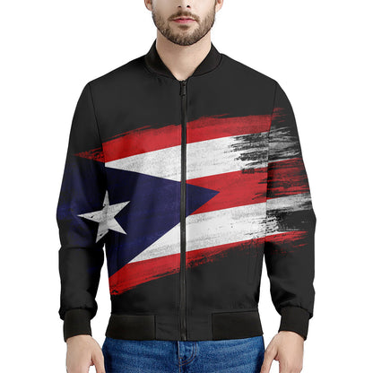 Flag Of Puerto Rico Print Men's Bomber Jacket